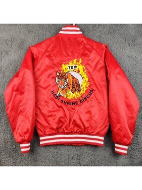 VTG Circus Bomber Jacket Youth Large Hadi Shrine Evansville IN Embroidered Lion